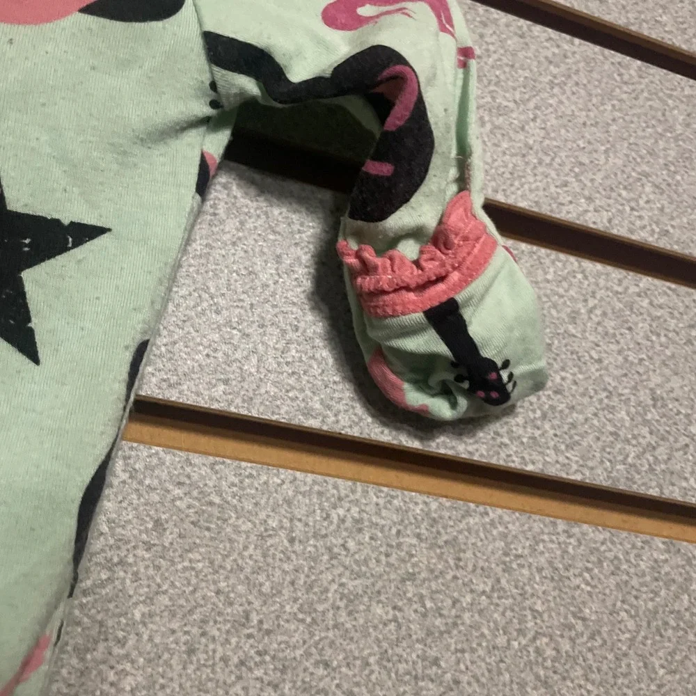 Kickee Pants Cowgirl Western Print Bamboo Ruffle‎ Footie Sleeper Mint Pink 0-3M